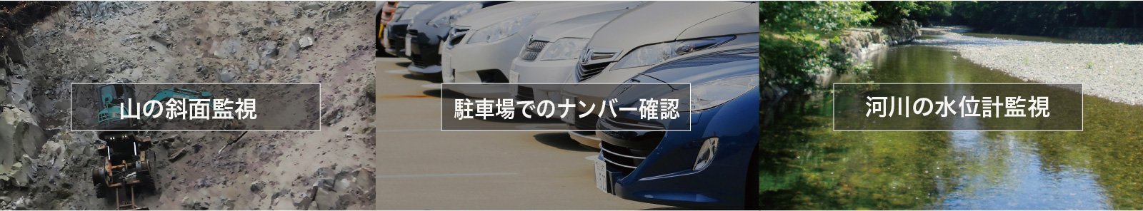 山の斜面監視・駐車場でのナンバー確認・河川の水位計監視